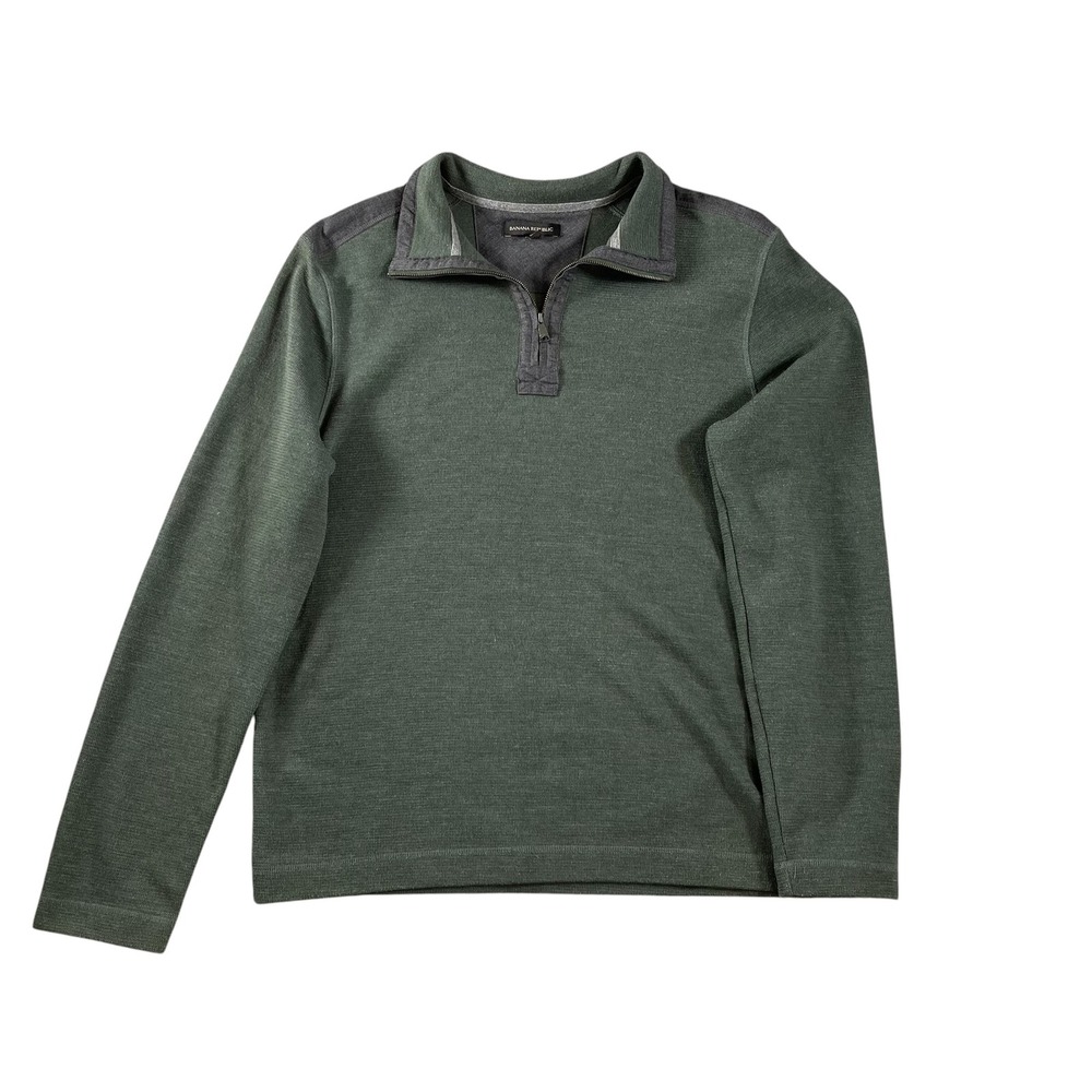Banana Republic Mens Green Quarter Zip Pullover Sweater Size Large